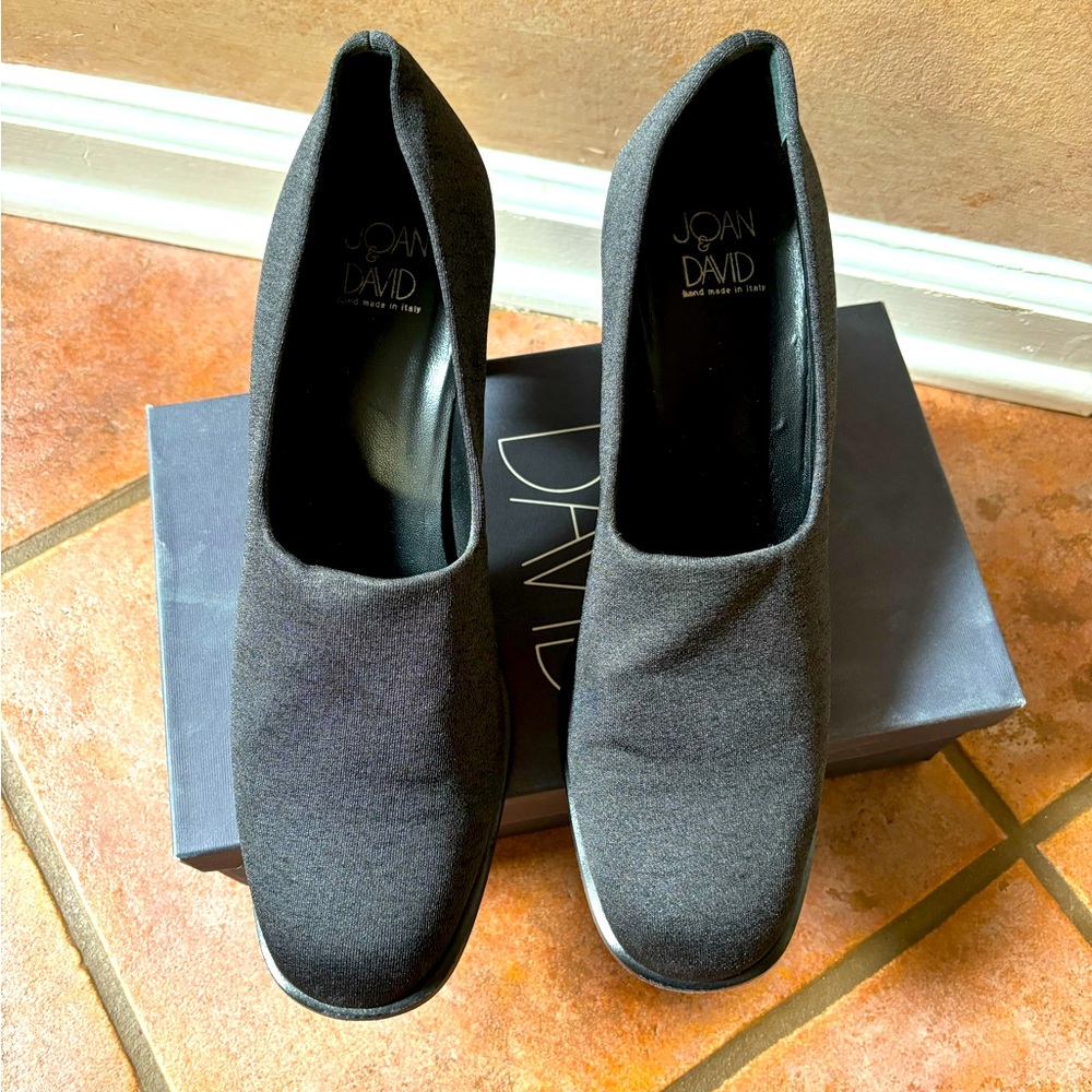 Joan & David Stretch Curve Nastro Gray Block Heel… - image 1